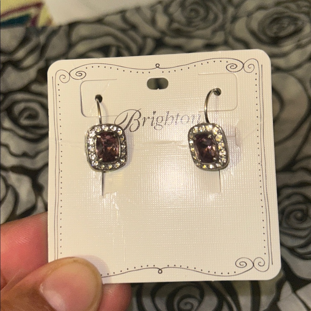NWT Brighton Reina Leverback Pink Swarovski and Silver Earrings~ Hard to Find - Picture 4 of 7